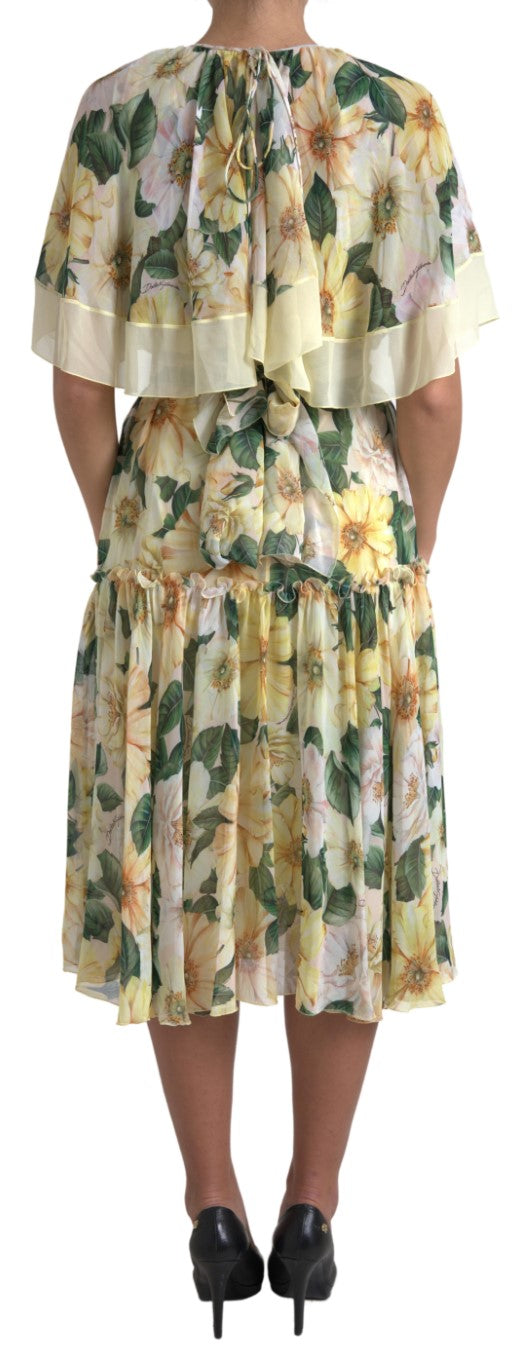 Elegante zijden bloemen maxi-jurk