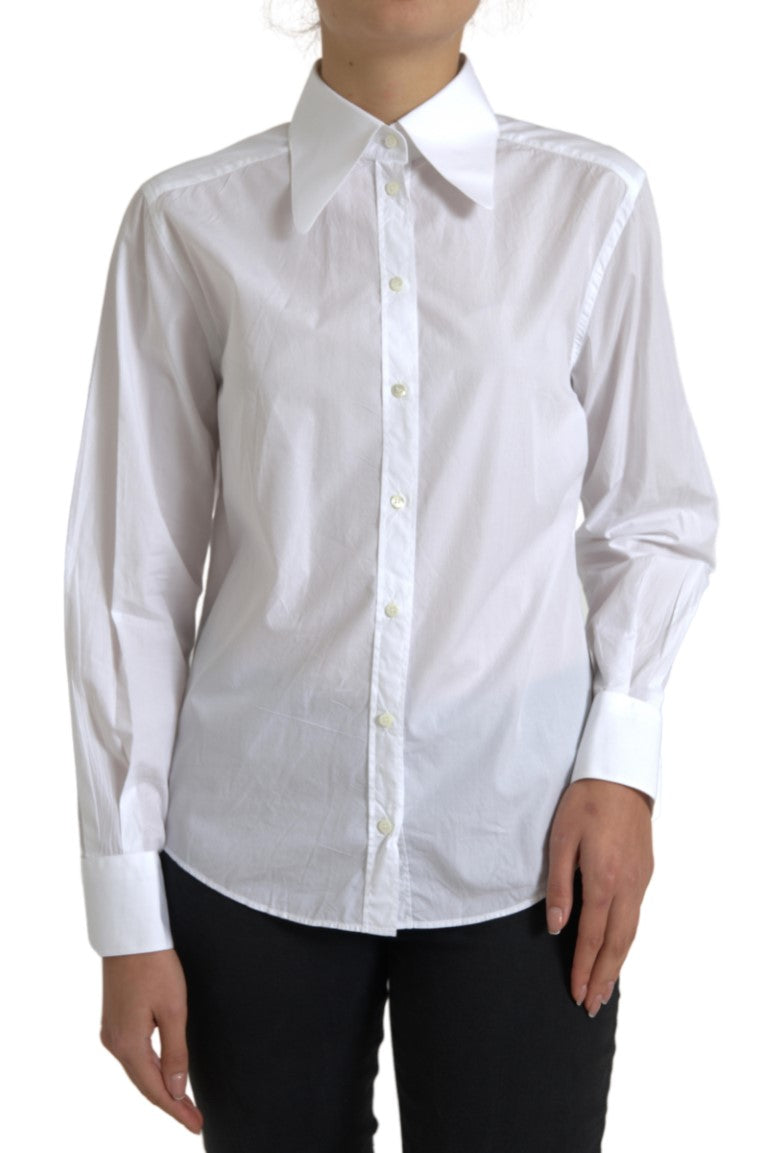 Elegant White Cotton Collared Top