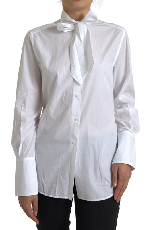 Camisa de manga larga de algodón blanca elegante