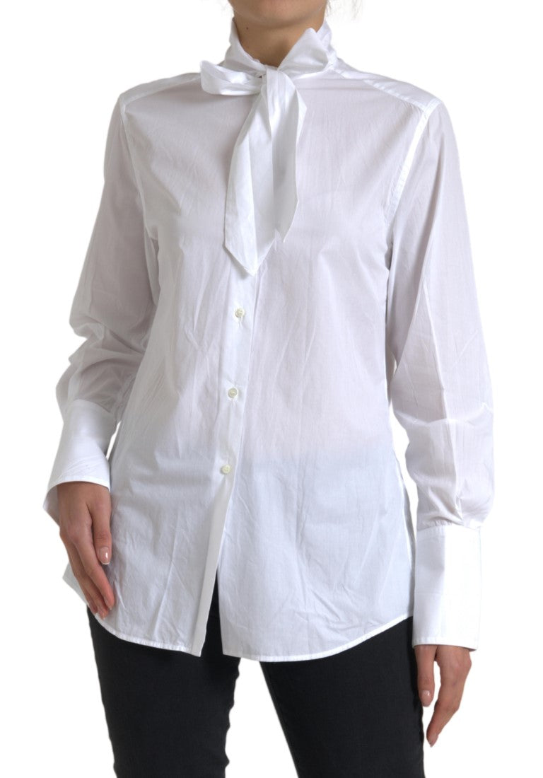 Camisa de manga larga de algodón blanca elegante