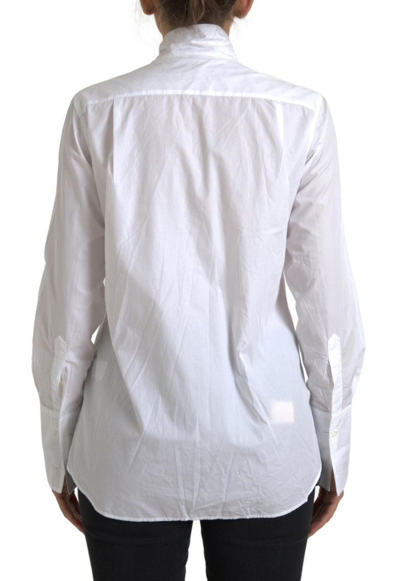 Camisa de manga larga de algodón blanca elegante