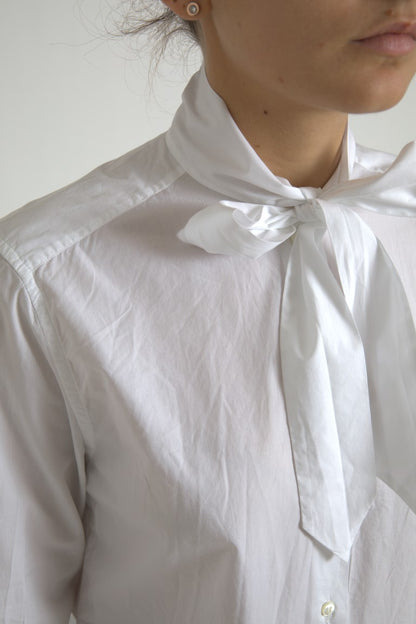 Elegant White Cotton Long Sleeve Shirt