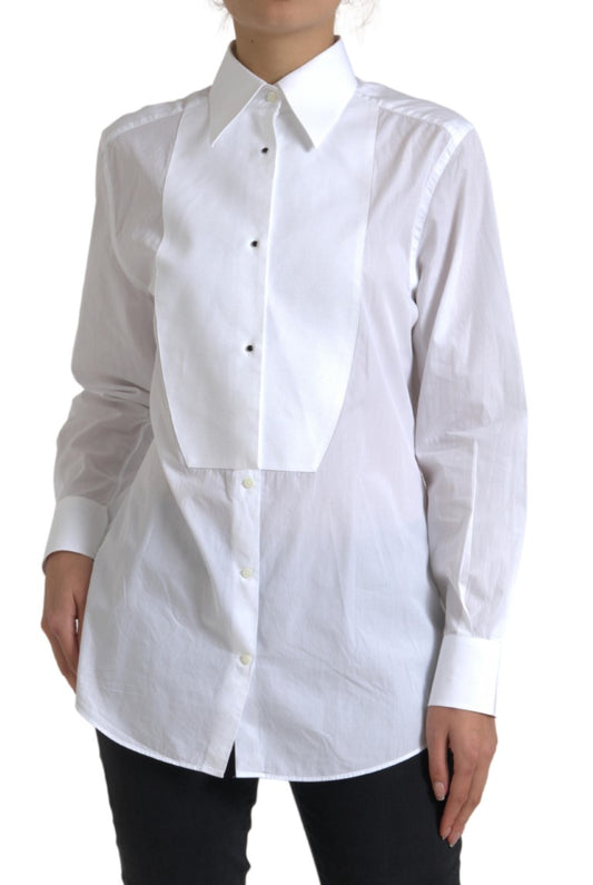 Camisa de vestir elegante de popelina de algodón blanca