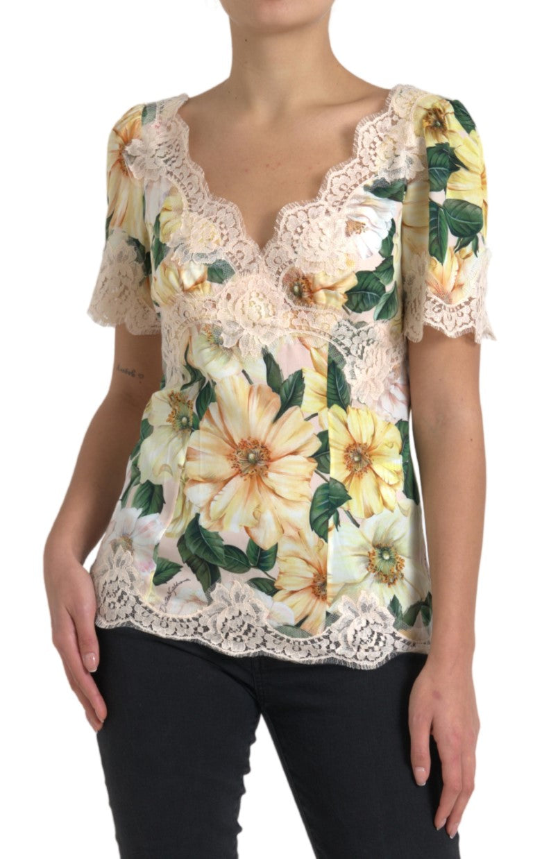 Elegante zijden blouse met bloemenprint