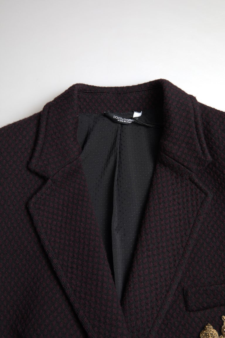 Elegante paarse wollen blazer met dubbele rij knopen