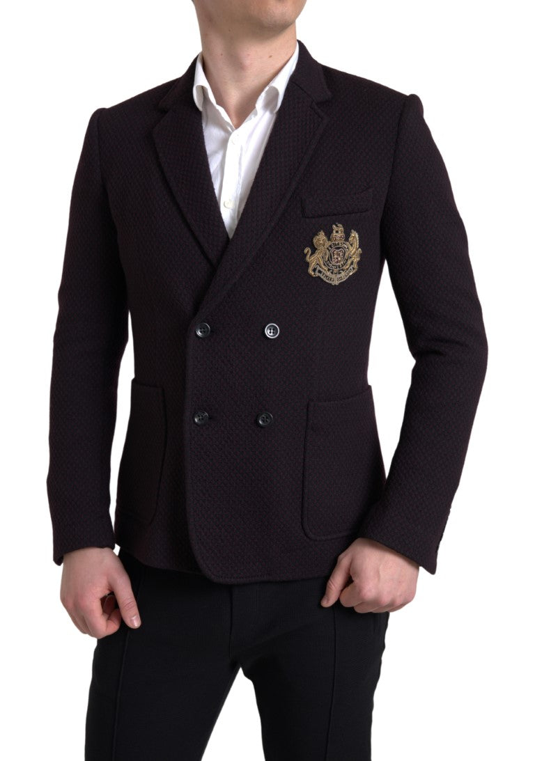 Elegante paarse wollen blazer met dubbele rij knopen