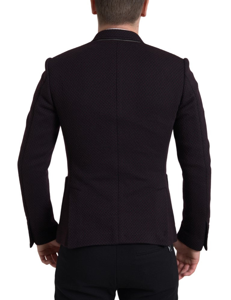 Elegante paarse wollen blazer met dubbele rij knopen