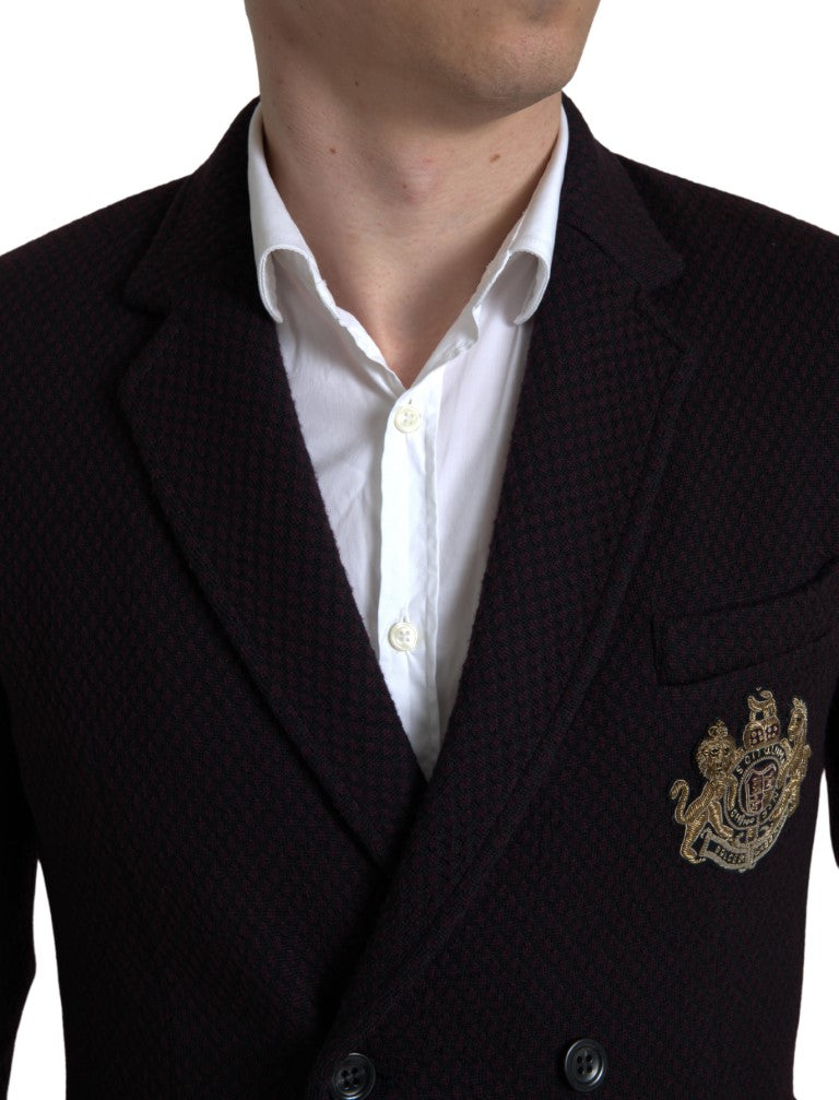 Elegante paarse wollen blazer met dubbele rij knopen