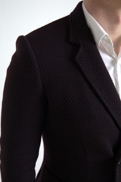 Elegante paarse wollen blazer met dubbele rij knopen