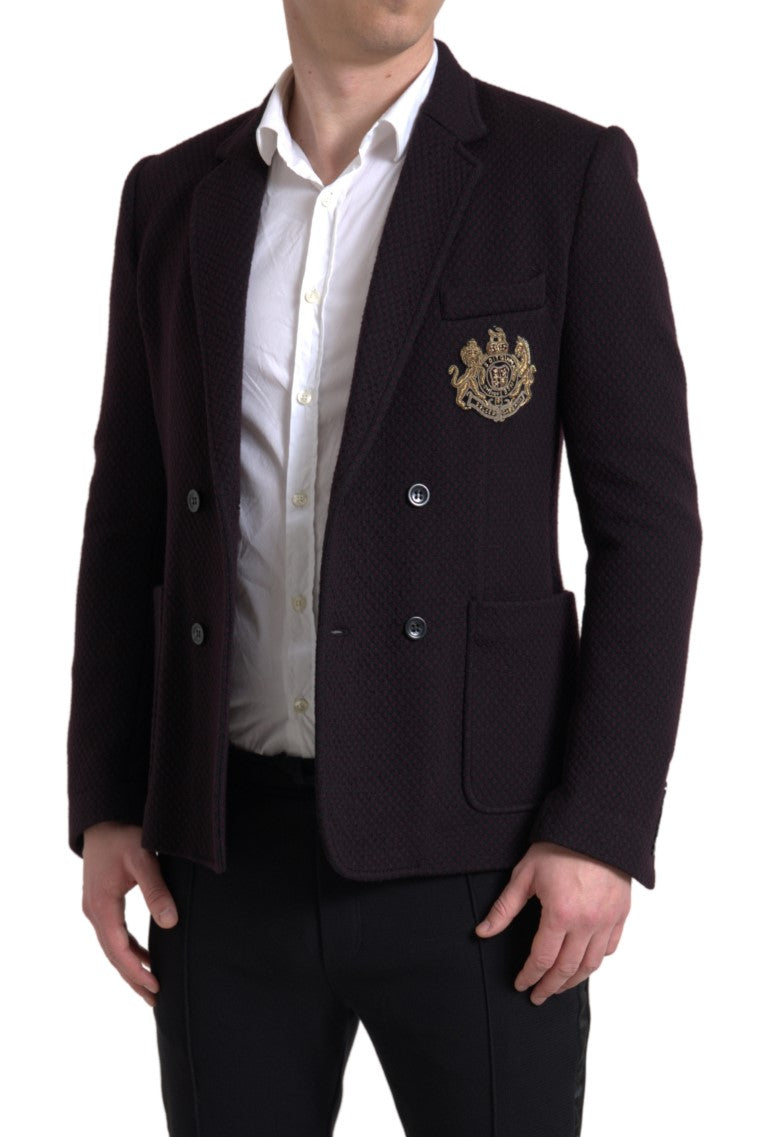 Elegante blazer de lana de doble botonadura morado