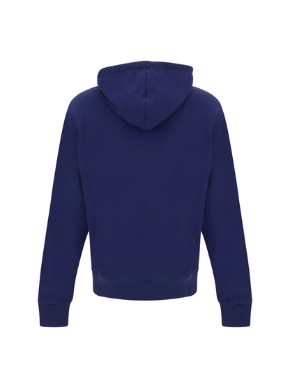 Elegante sudadera con capucha con monograma azul marino