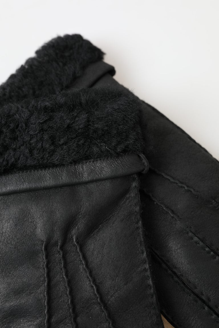 Elegantes guantes de invierno de cuero negro