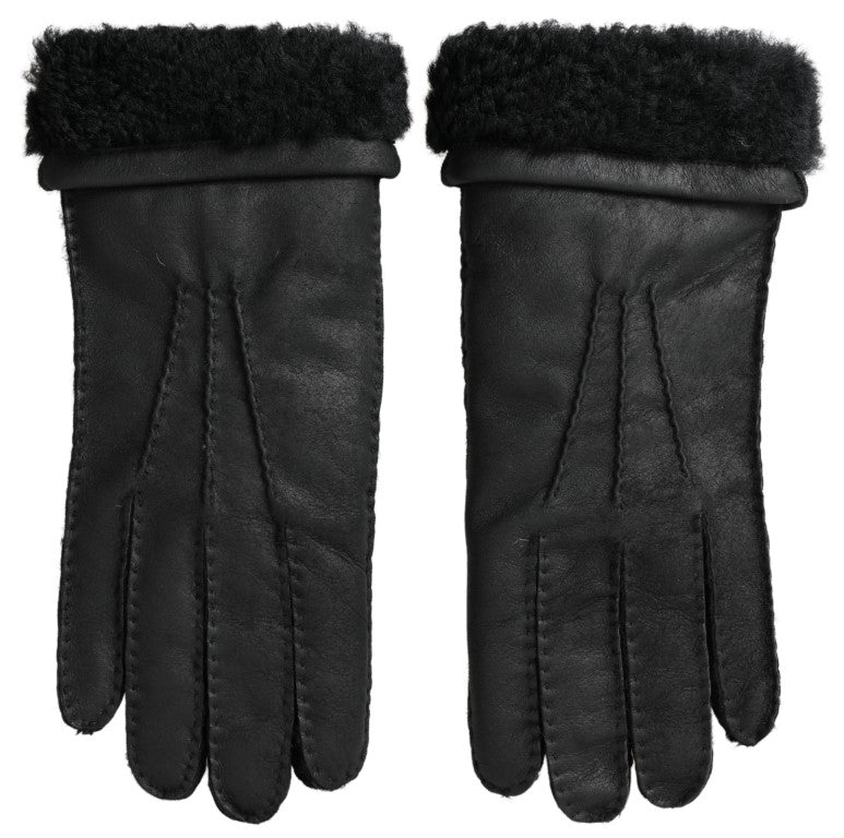 Elegantes guantes de invierno de cuero negro