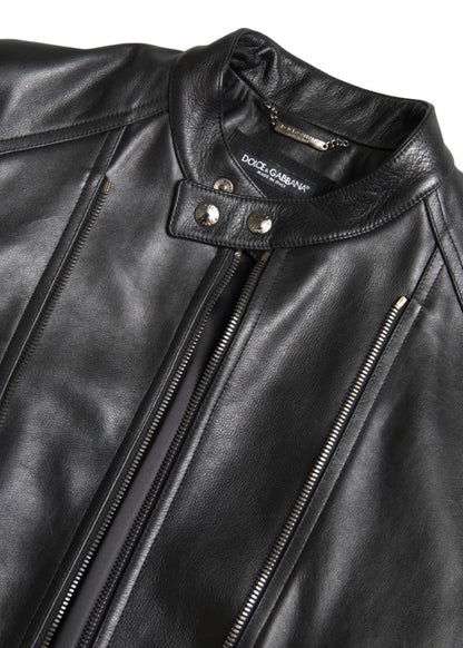 Sleek Black Leather Biker Jacket