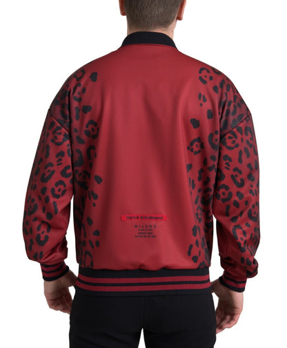 Rood bomberjack met luipaardprint