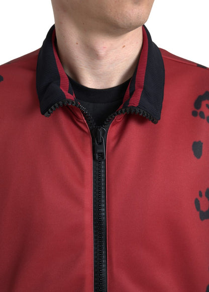 Cazadora bomber con estampado de leopardo roja