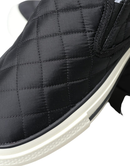 Zwarte gewatteerde slip-on lage sneakers