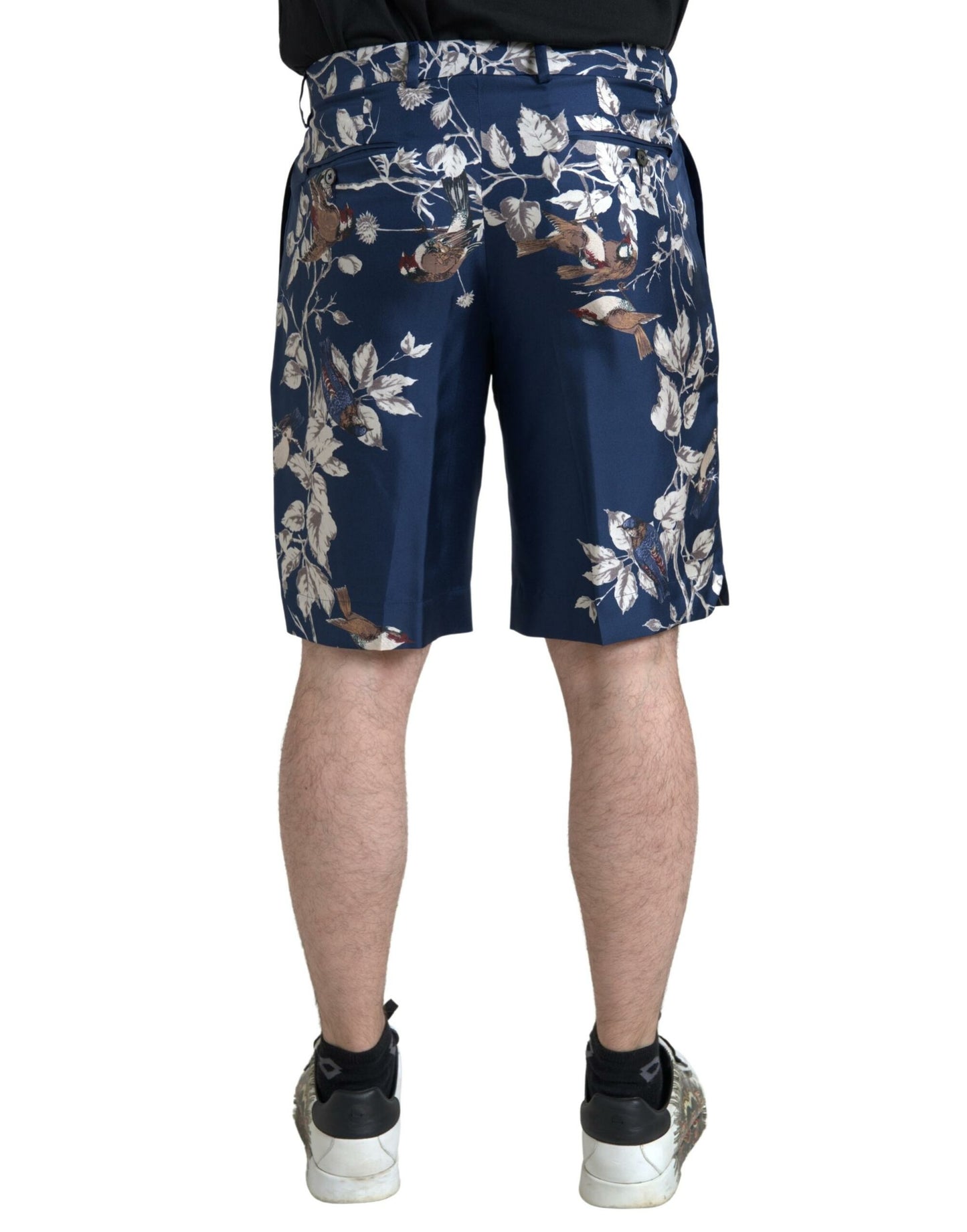 Zijden bloemenbermudashort in blauw