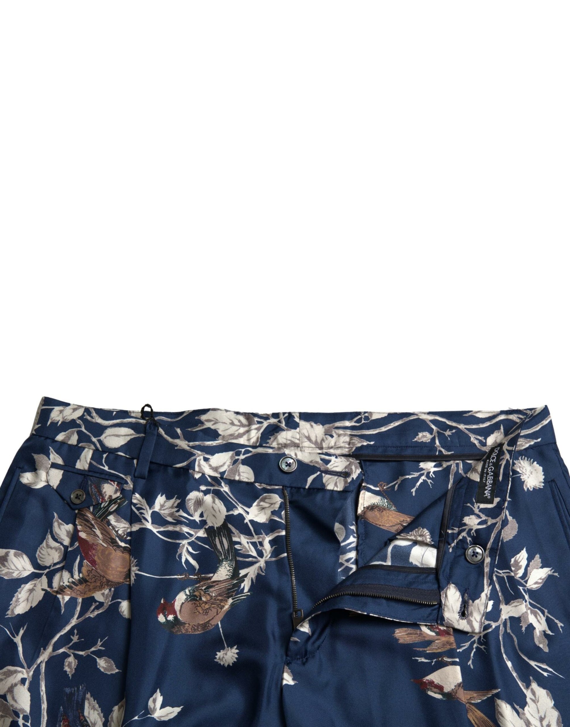 Zijden bloemenbermudashort in blauw