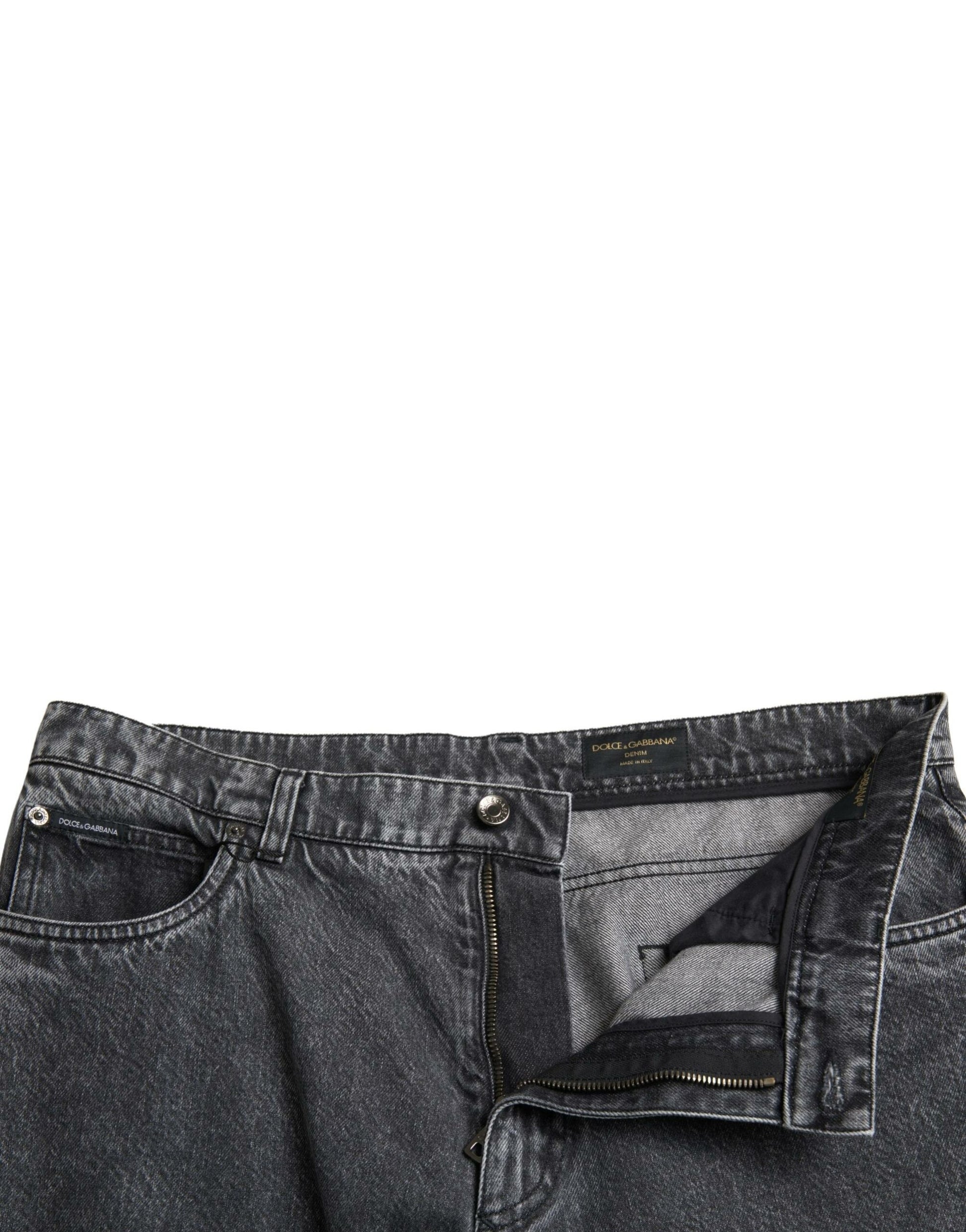 Elegante donkergrijze rechte denim jeans