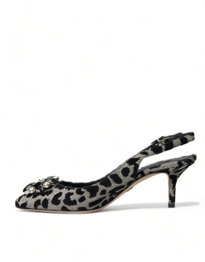 Kristallen luipaard slingback hakken pumps