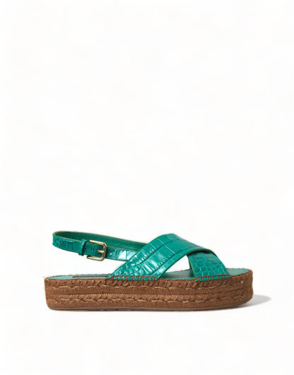 Elegant Green Espadrille Platform Sandals