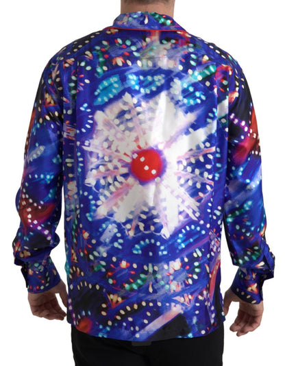 Zijden pyjamashirt met psychedelische print