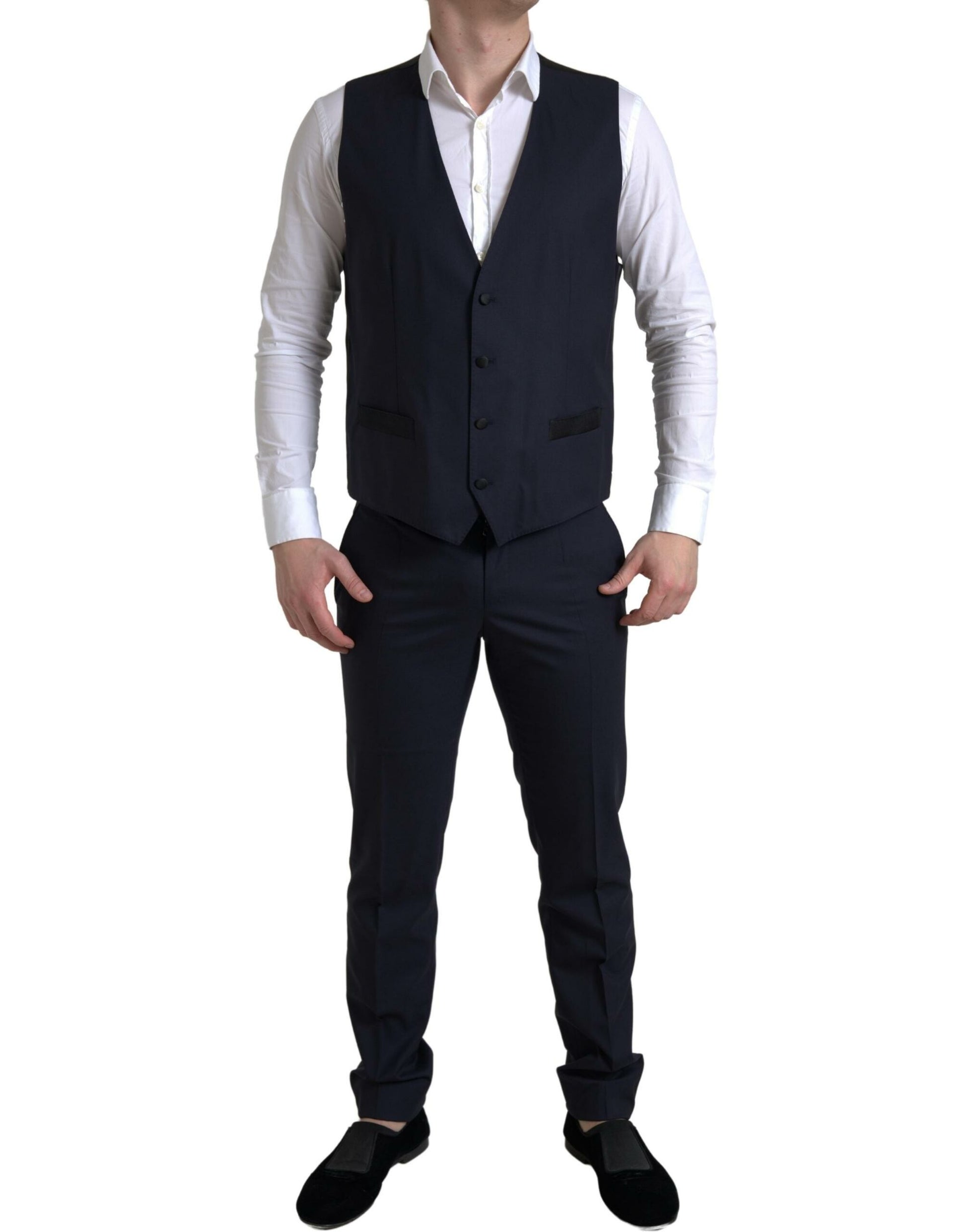 Elegante traje de corte slim Martini azul y negro