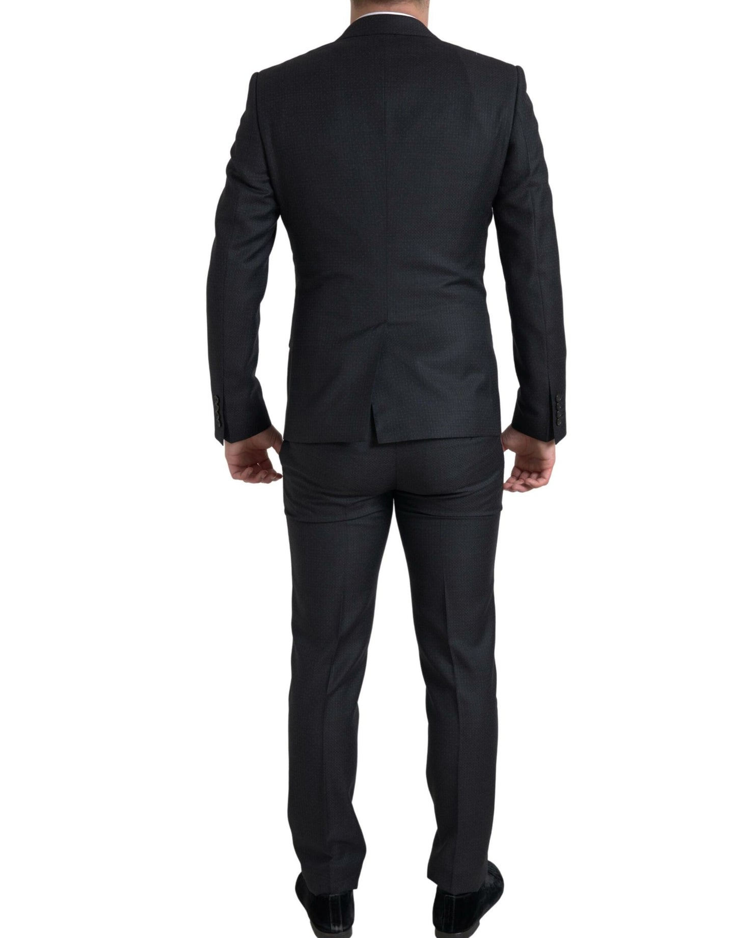 Elegante traje negro de 3 piezas de corte slim Martini