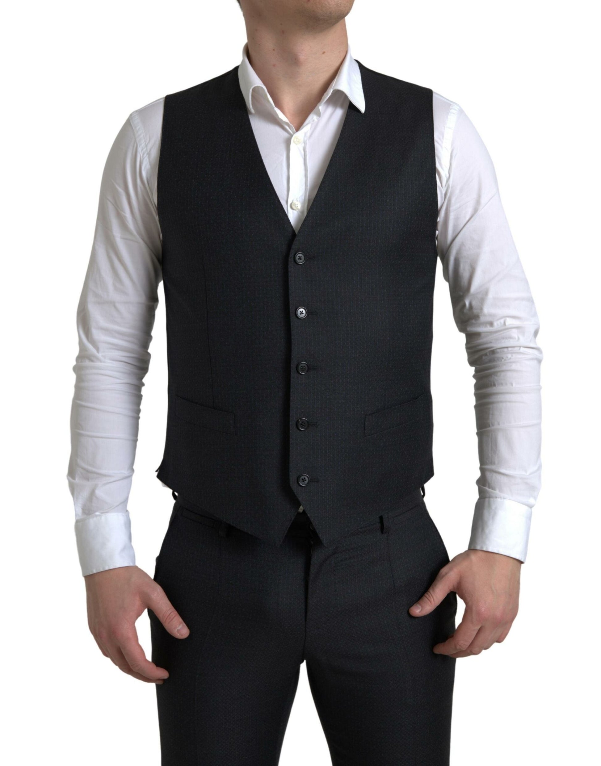 Elegante traje negro de 3 piezas de corte slim Martini