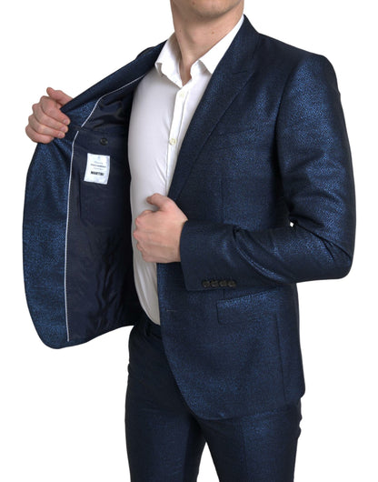 Traje de corte slim en azul metalizado Martini