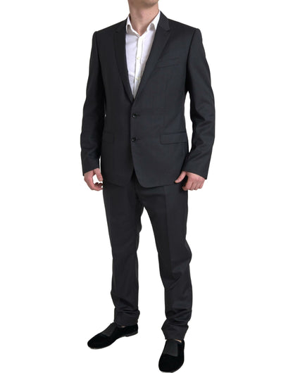 Elegant zwart tweedelig slim fit pak