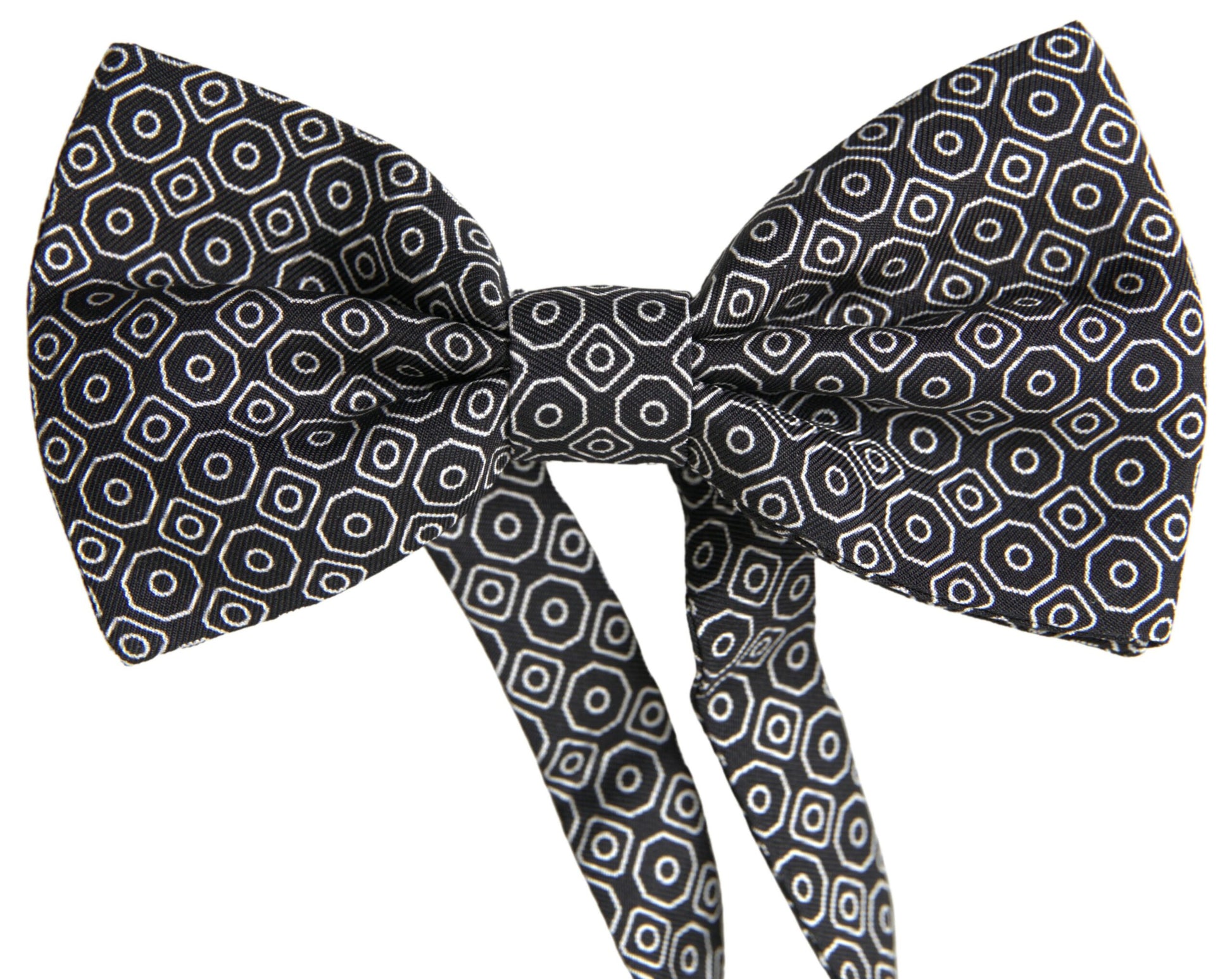 Elegant Black and White Silk Bow Tie