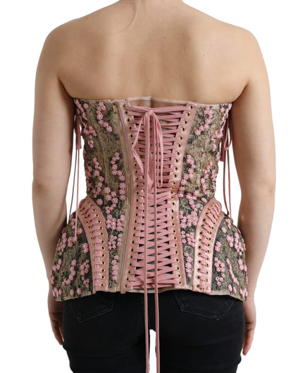 Zijden nylon bustier corset top in roze