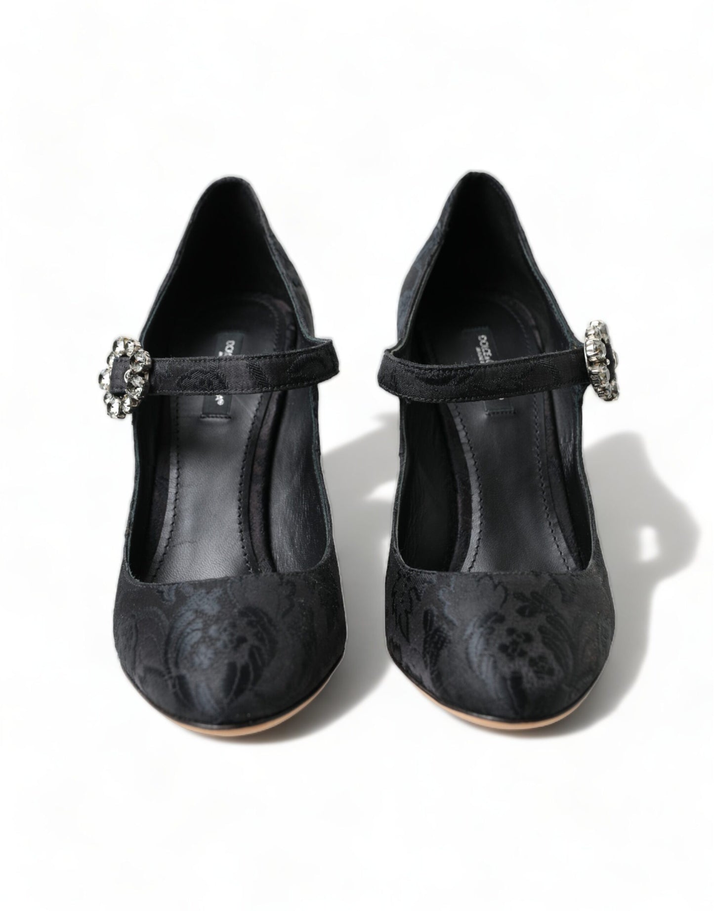 Chique zwarte brokaat Mary Janes pumps