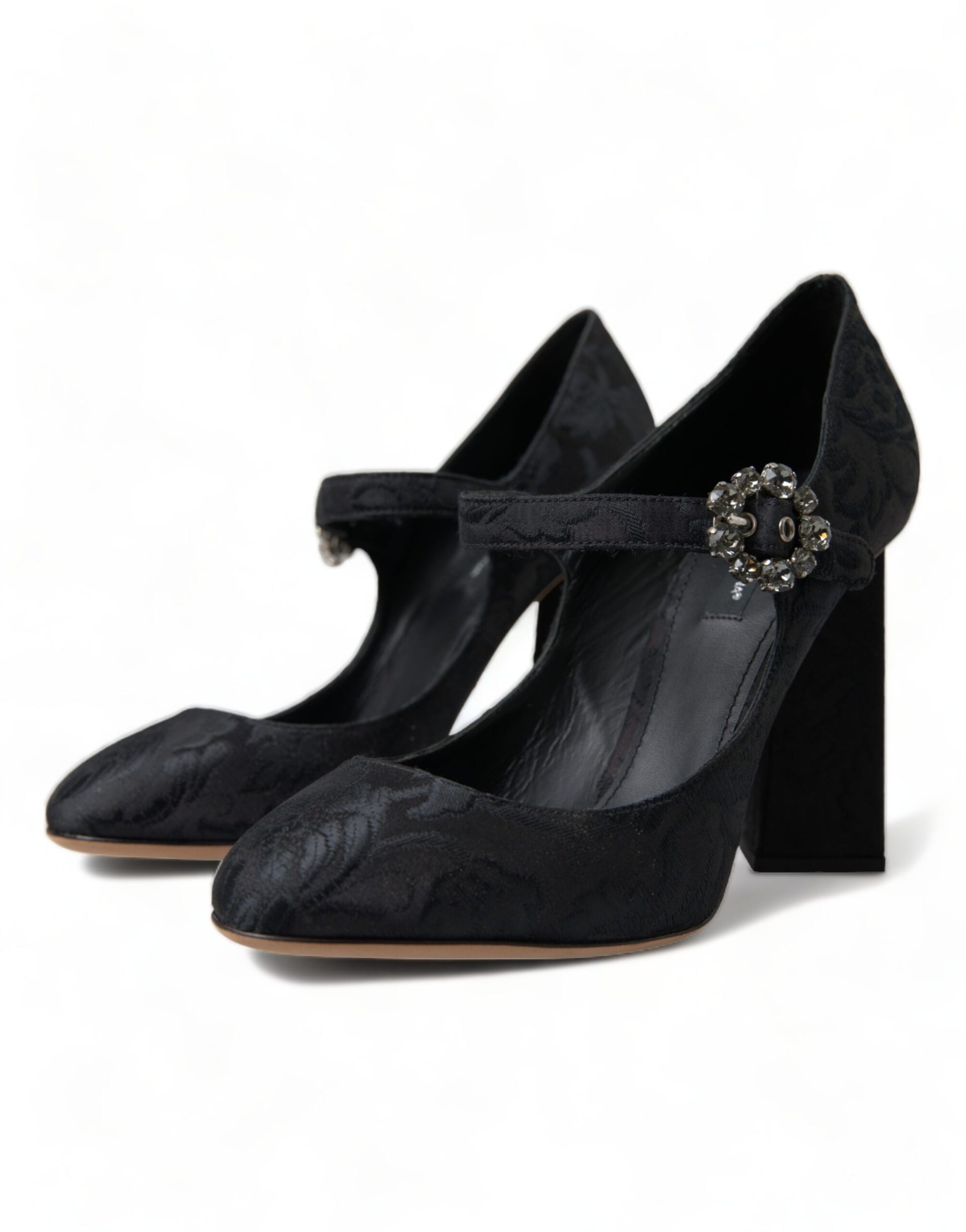 Chique zwarte brokaat Mary Janes pumps