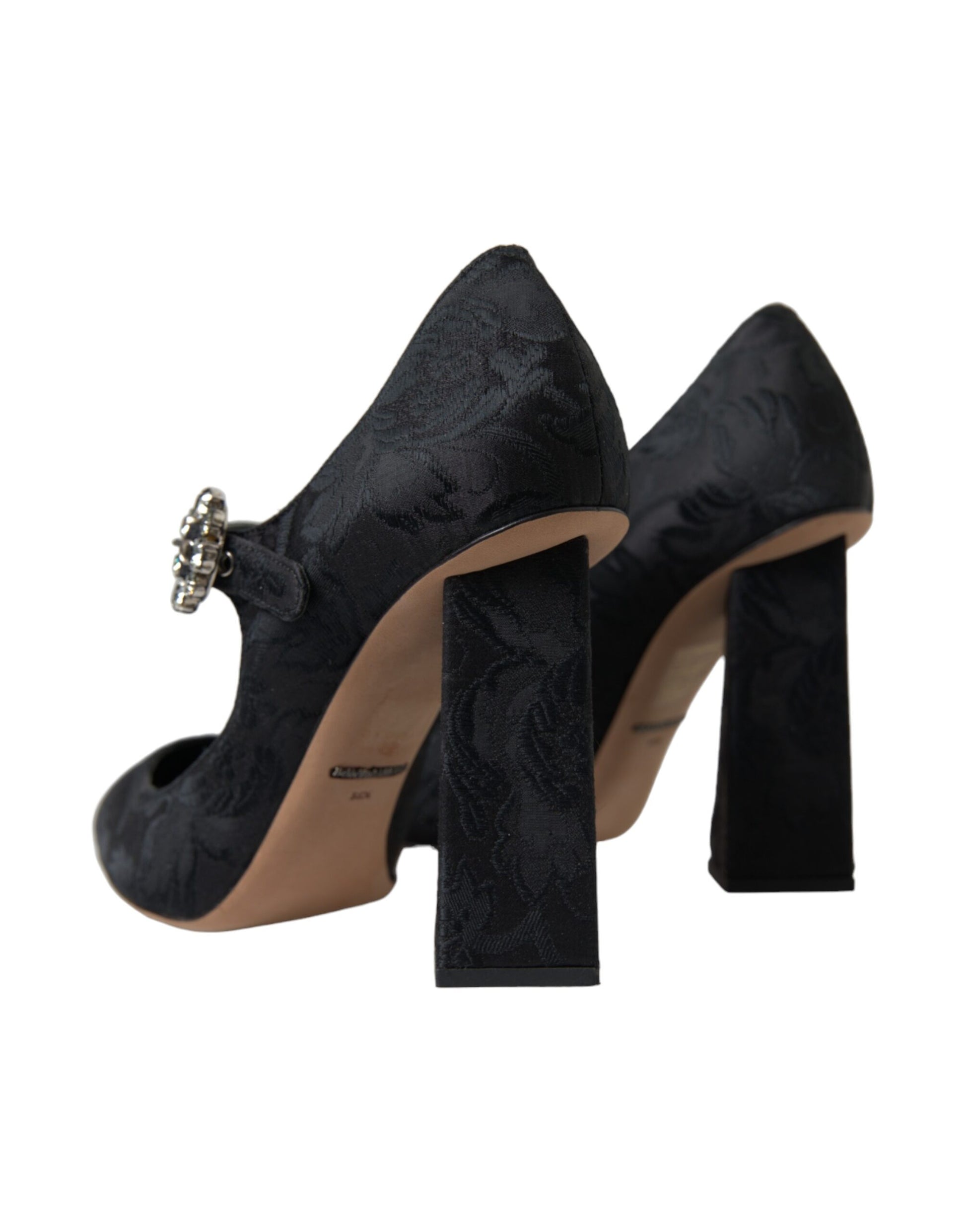 Chique zwarte brokaat Mary Janes pumps