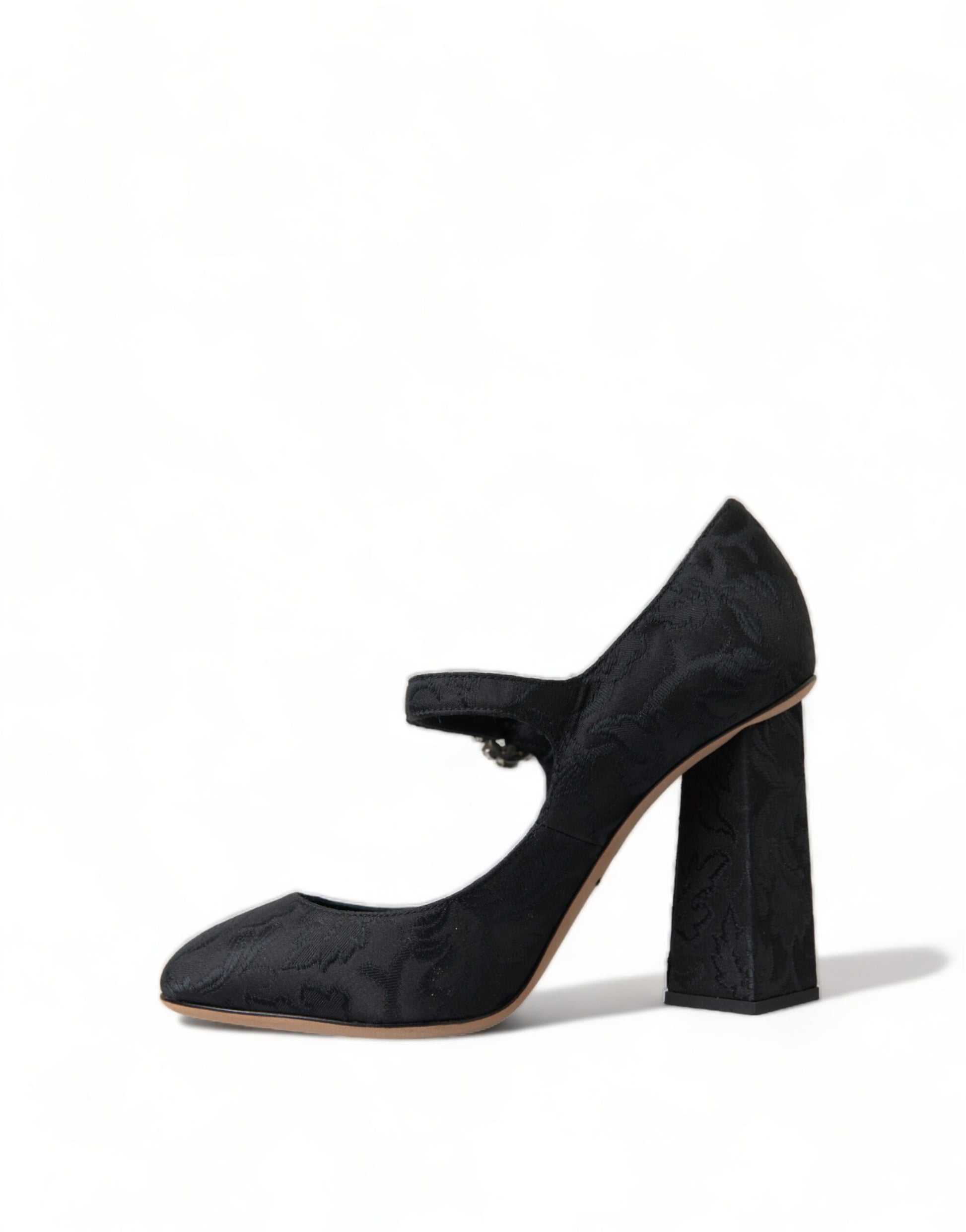 Chique zwarte brokaat Mary Janes pumps