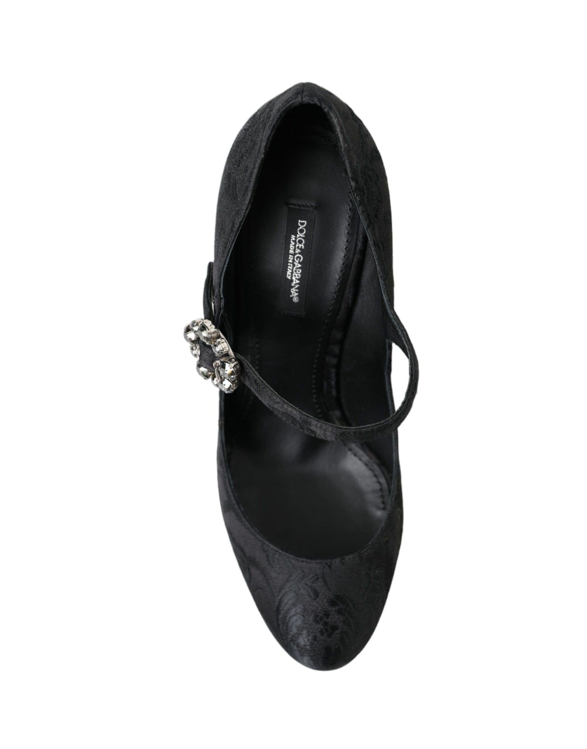 Chique zwarte brokaat Mary Janes pumps