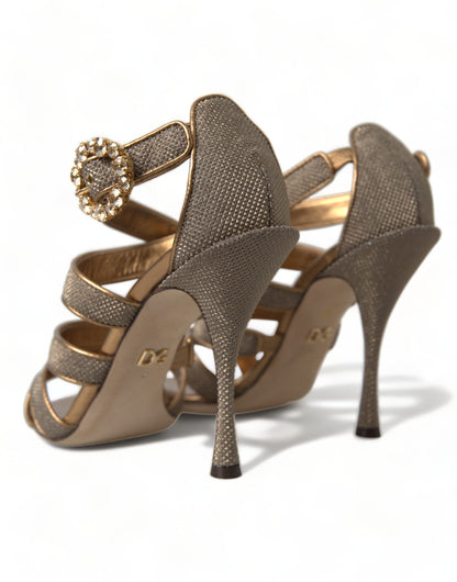 Bronzen kristallen stiletto hakken sandalen