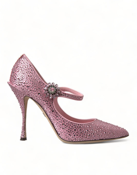 Encantadores zapatos de tacón de cristal rosa