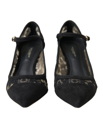 Elegantes tacones de encaje Taormina negros