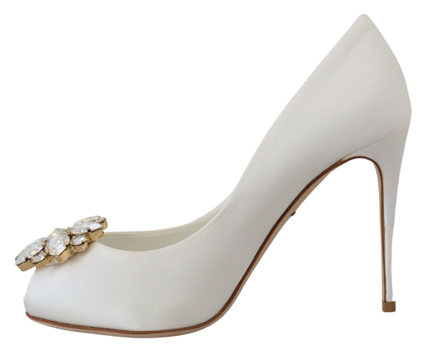 Tacones peep toe blancos con adornos de cristal