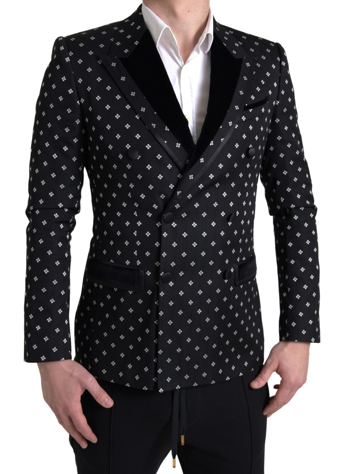 Elegante slanke blazer met geometrisch patroon