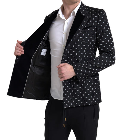 Elegante slanke blazer met geometrisch patroon