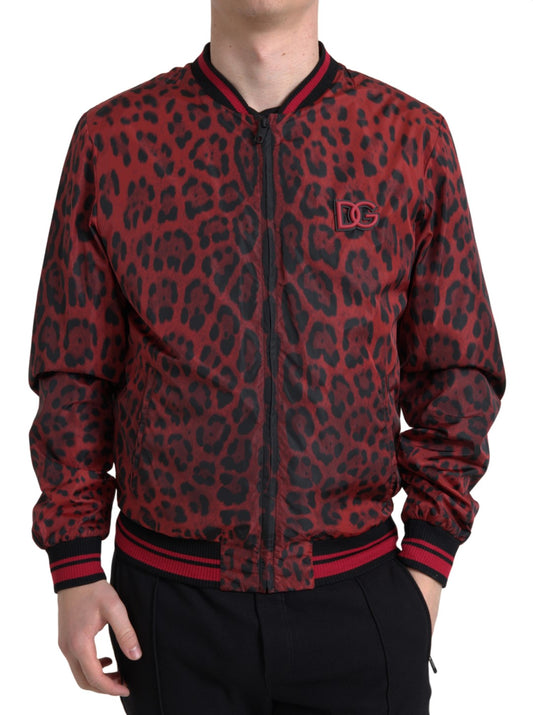 Rood bomberjack met luipaardprint