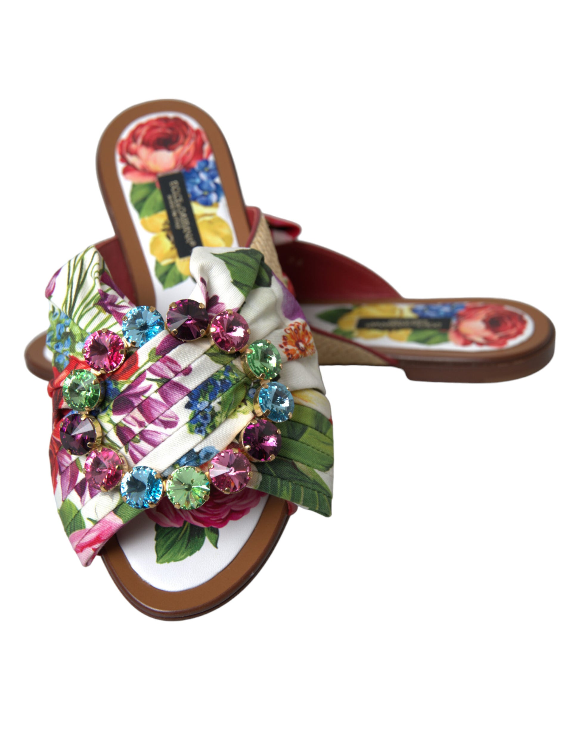 Exquisite Floral Print Flat Sandals