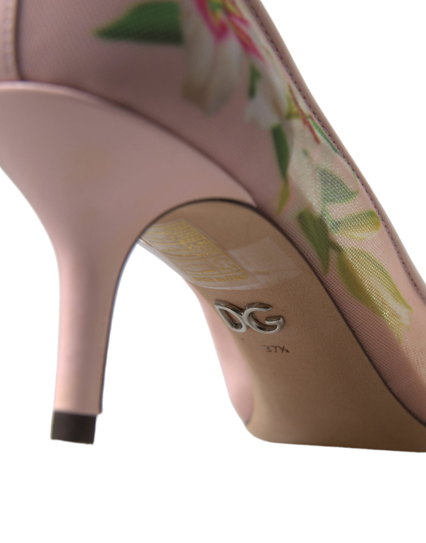 Elegantes zapatos de tacón de cristal floral rosa