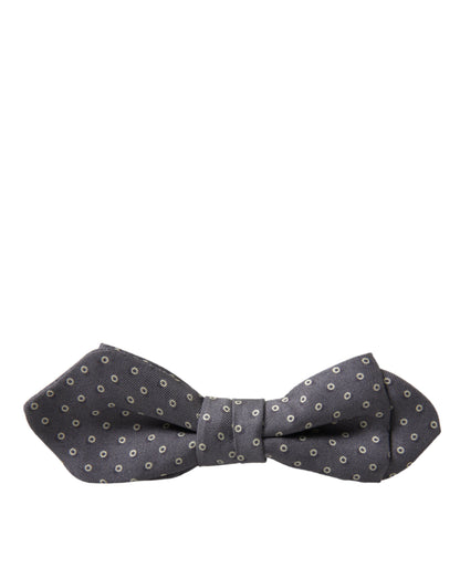 Elegant Silk Gray Polka Dot Bow Tie