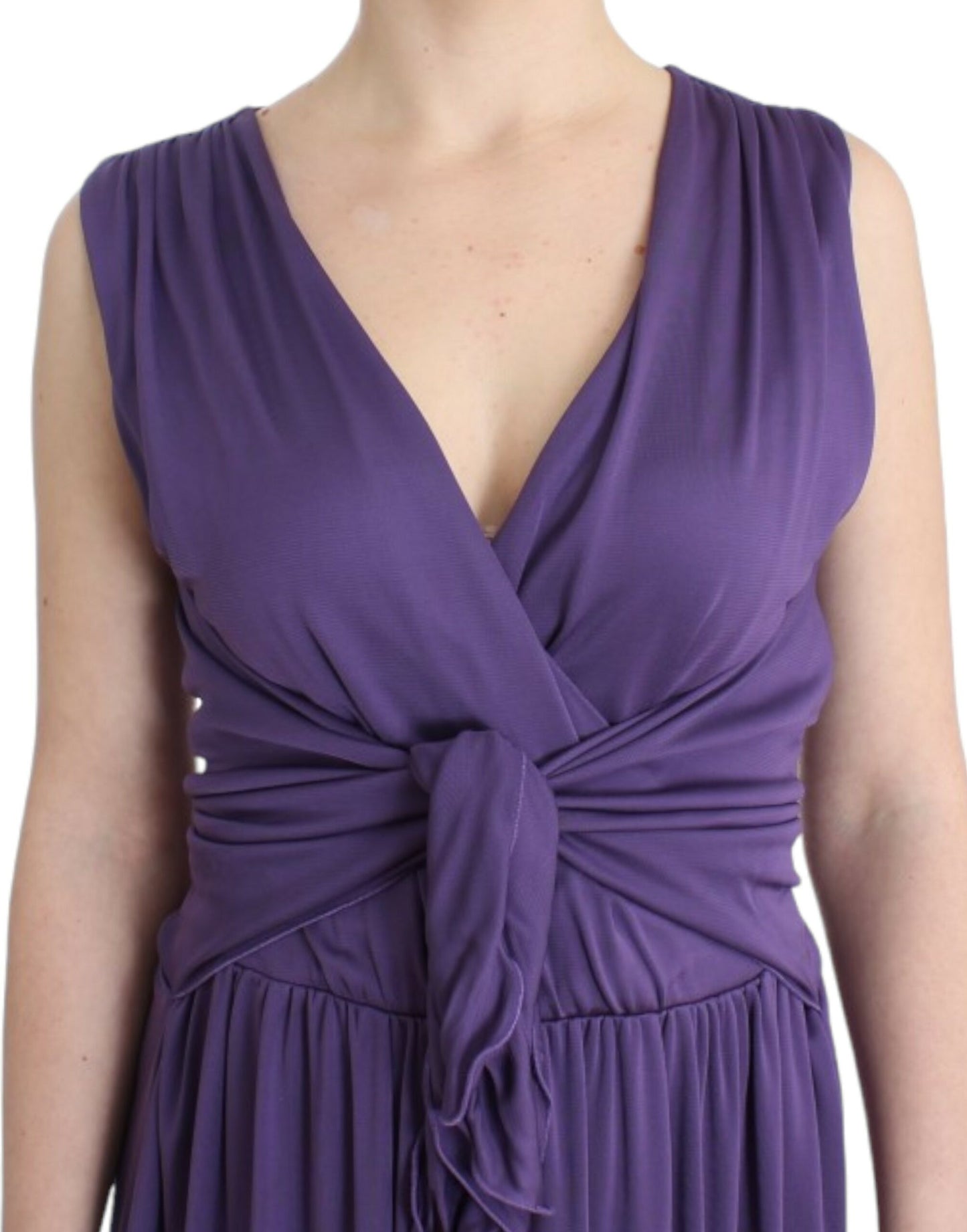 Elegant Purple Knee-Length Jersey Dress